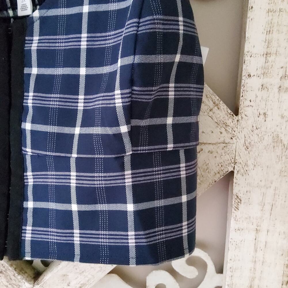 BP Nordstrom Women's Plus Size Hook & Eye Corset Crop Top in Plaid - Picture 3 of 7